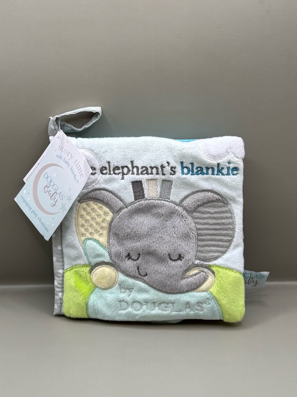 NWT Douglas Baby Elephants Blankie Soft Crinkle Book Sensory Toy Plush Lovey
